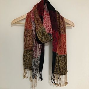 Ten Thousand Villages Paisley Checkered Lightweight Scarf
